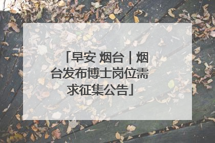 早安 烟台｜烟台发布博士岗位需求征集公告